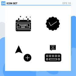 Modern 4 solid style icons glyph symbols vector