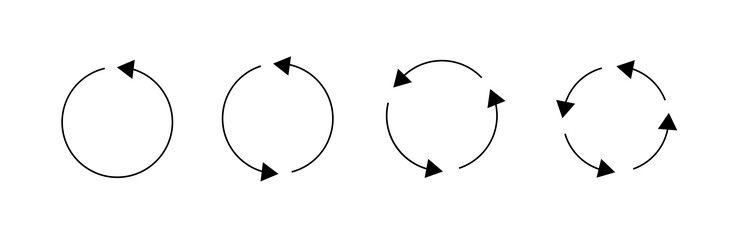set of circle arrows isolated circular rotate vector image