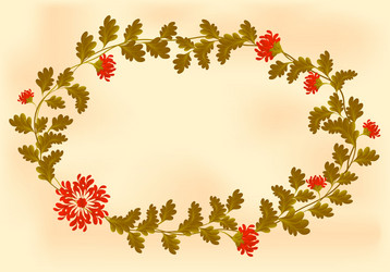 Frame with red flowers in the shape of an wreath vector