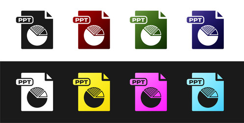 Set ppt file document download button icon vector