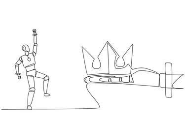 single continuous line drawing robot happy to get vector image
