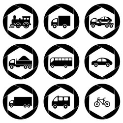 transport monochromatic icons vector