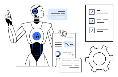 ai robot analyzing data and presenting insights vector image