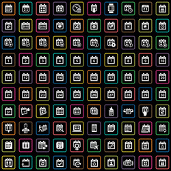 calendar 100 icons universal set for web and ui vector image