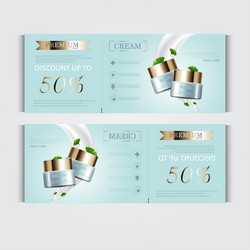 Gift voucher cosmetic hydrating facial cream vector