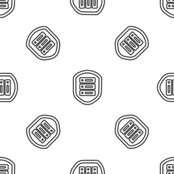 Grey line server with shield icon isolated vector