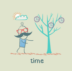 man grows a tree with clock vector image