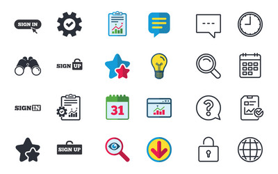 sign in icons login with arrow hand pointer vector image