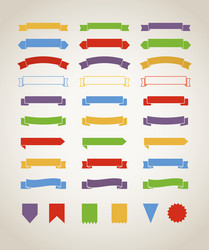 Different retro style red ribbons set isolated vector