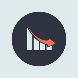 falling graph down in round simple red symbol vector
