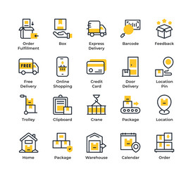 Line delivery icons editable stroke vector