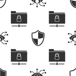 set eye scan shield and ftp folder lock vector image