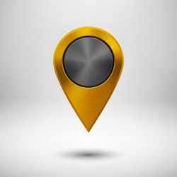 technology pointer button with gold metal texture vector image