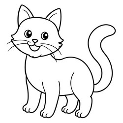 Cute Kitten Coloring Page Vector Image