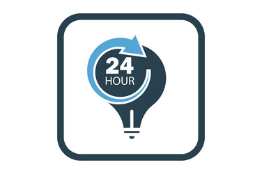 Light bulb icon with arrow and 24 hour suitable vector