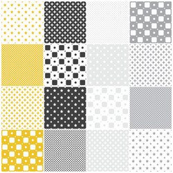 seamless patterns with stars dots and squares vector