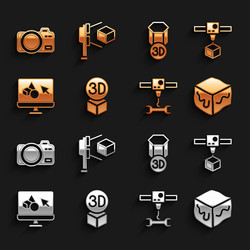 set isometric cube 3d printer wrench spanner vector image