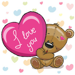 Cute valentine teddy bear with big heart Vector Image