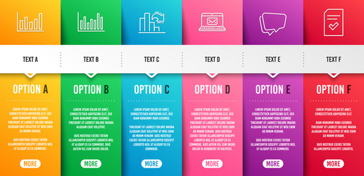 E-mail column chart and speech bubble icons set vector