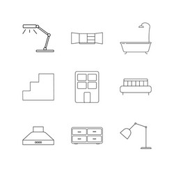 Furniture linear icon set simple outline icons vector