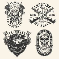Military Warrior Patch Set Vector Image