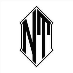 nt logo monogram with shieldshape and outline vector image
