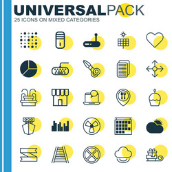 Set of 25 universal editable icons can be used vector