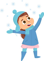 Smiling girl enjoying winter season and snow vector