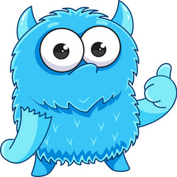 Cute cartoon monster with a thumbs-up sign vector