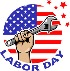 Labor Day Badge - American Flag Vector Image