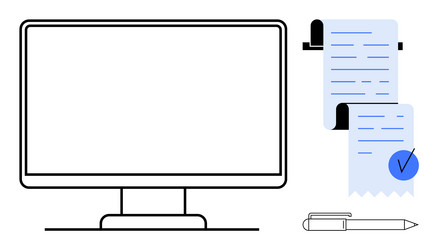 modern office workspace with computer monitor vector image