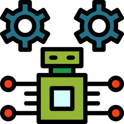 robotic process automation line filled style icon vector image