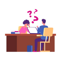 student has problems at interview examination vector image