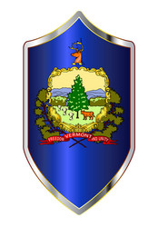 vermont state flag on a crusader style shield vector