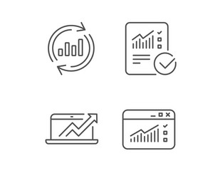 analysis line icons chart report and browser vector