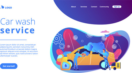 Car wash service concept landing page vector