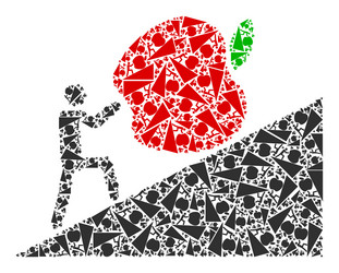 man rolling apple up recursive icon composition vector image