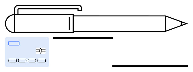 pen and chip card with linear details representing vector image