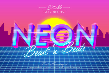 retro disco graphic style editable 3d text effect vector image