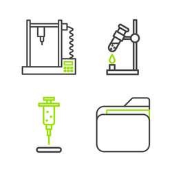 set line document folder syringe test tube flask vector image