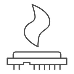 Cpu heat thin line icon processor temperature vector