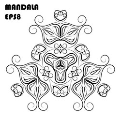 flower mandala coloring book element vector