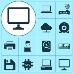 gadget icons set collection of keypad desktop vector image