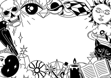 Magic frame with mystery items mystic alchemy vector