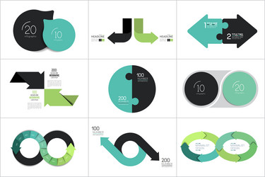 mega set of two elements steps chart diagram vector