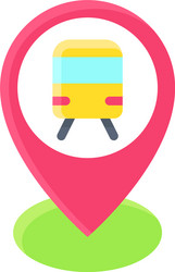 Pin with train icon location map and navigation vector