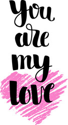 Pink Heart with Romantic Lettering Vector Image