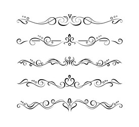 set of ornate text delimiters page vignettes vector image