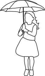 sketch simple lines a child with an umbrella vector image