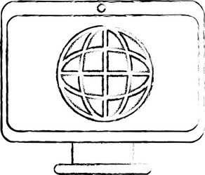 computer display with planet vector image